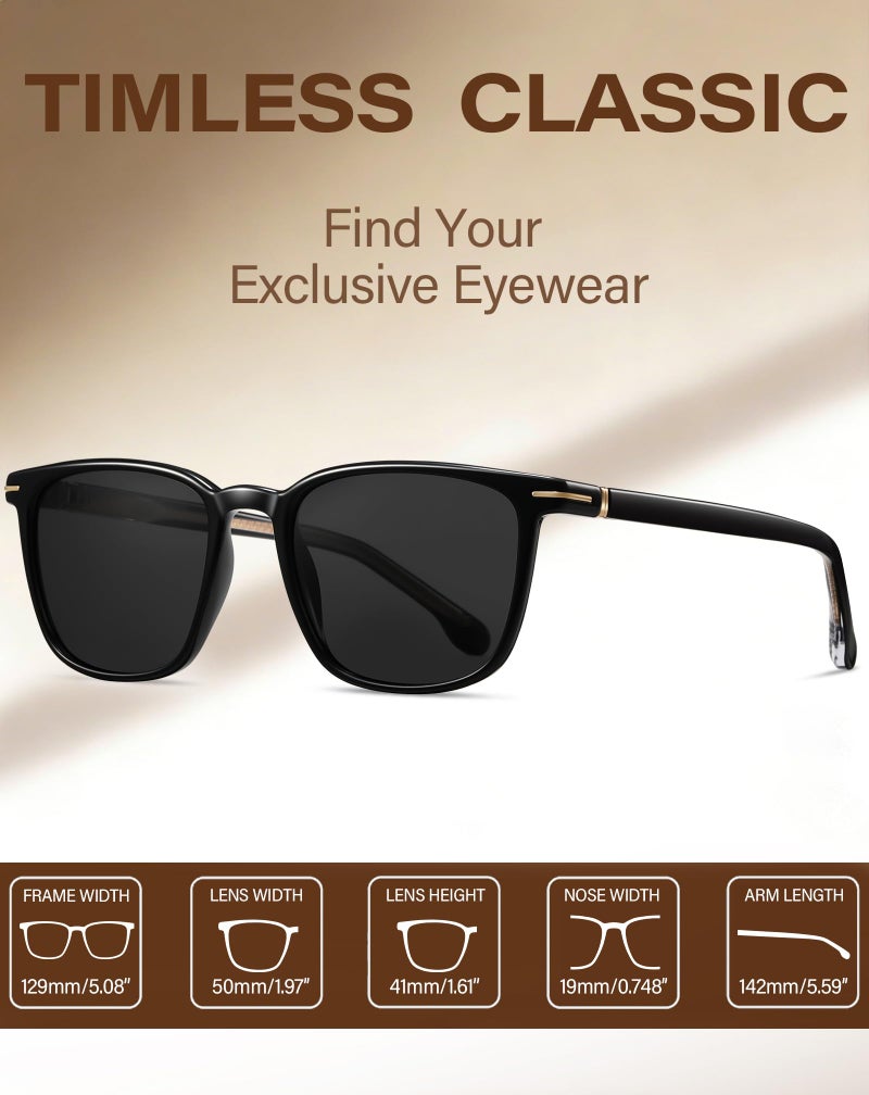 Joopin Black Acetate Square Sunglasses for Men Women Retro Sun Glasses Polarized UV Protection Shades Sunnies - Image 5