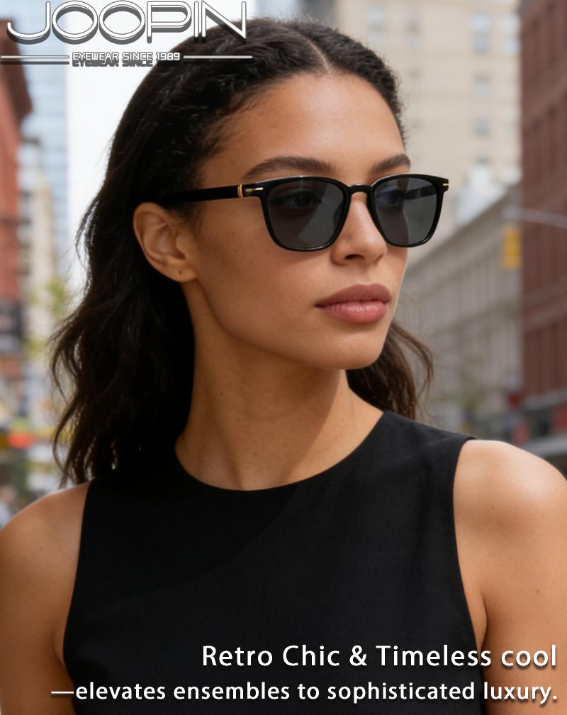 Joopin Black Acetate Square Sunglasses for Men Women Retro Sun Glasses Polarized UV Protection Shades Sunnies - Image 2