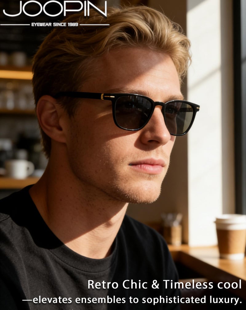 Joopin Black Acetate Square Sunglasses for Men Women Retro Sun Glasses Polarized UV Protection Shades Sunnies - Image 3