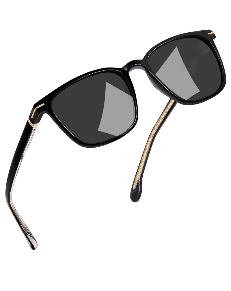 Joopin Black Acetate Square Sunglasses for Men Women Retro Sun Glasses Polarized UV Protection Shades Sunnies - Image 1