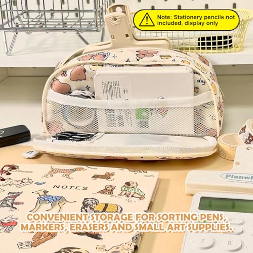Climberty® Pencil Case Pencil Pouch Cartoon Capybara Pencil Pouch Student Pencil Storage Bag Dual Layer Zip-up Pencil Pouch Office School Stationeries Organizer Bag for Art Supplies, Pens, Accessories - Image 4