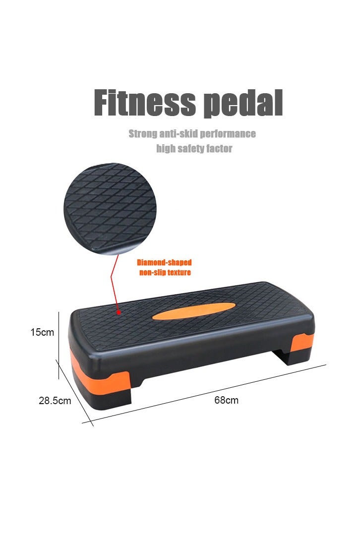 Generic Fitness Pedal Adjustable Aerobic Exercise Pedal Family Yoga Private Teaching Pedal Children's Jumping Exercise Fitness Equipment Orange Black  - Image 2