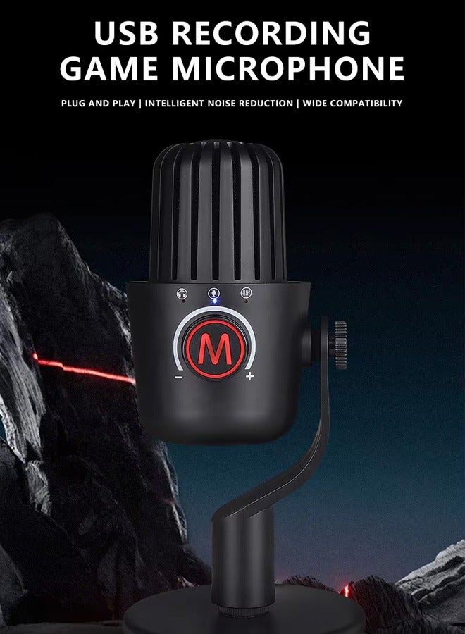 oldlaiben USB Microphone, Noise-canceling Microphone, USB Condenser Podcast Microphone With Bracket, For Computer, Cell Phone, Live Broadcast, K Song, Recording, Online Class Teaching - Image 2
