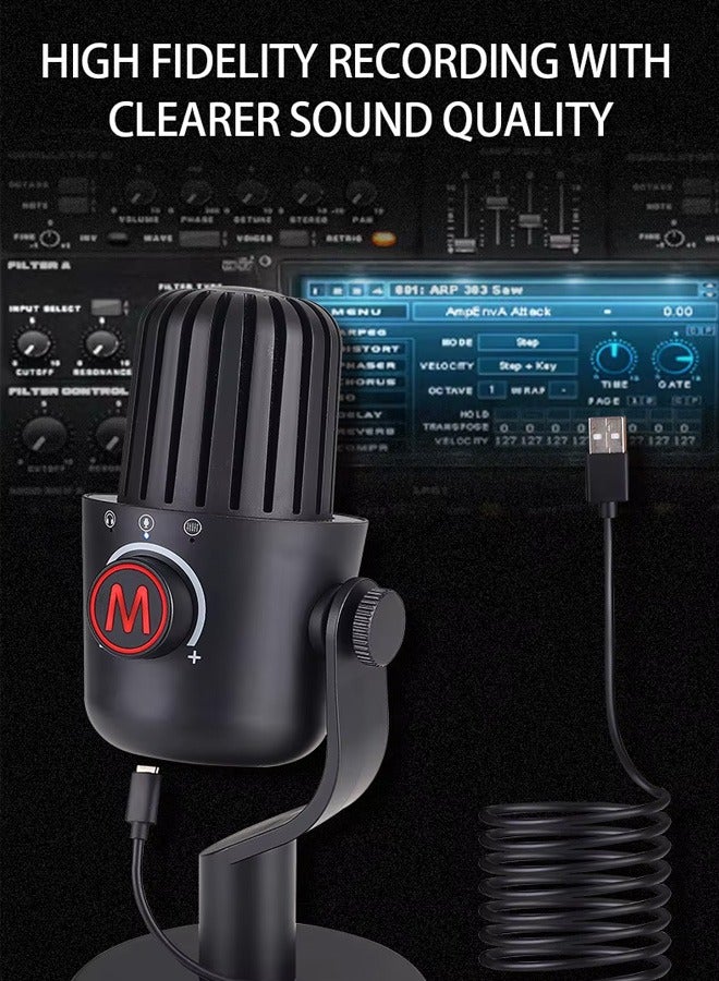 oldlaiben USB Microphone, Noise-canceling Microphone, USB Condenser Podcast Microphone With Bracket, For Computer, Cell Phone, Live Broadcast, K Song, Recording, Online Class Teaching - Image 5
