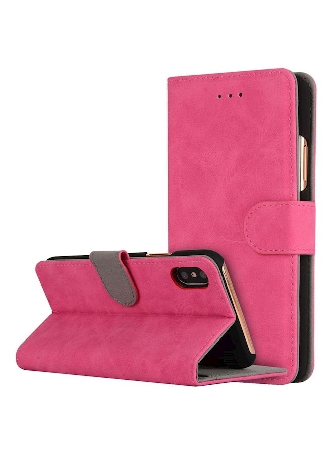 NIBEMINENT iPhone X Case with Slim Wallet Design and Card Slot Holder Shockproof Cover Pink - Image 1