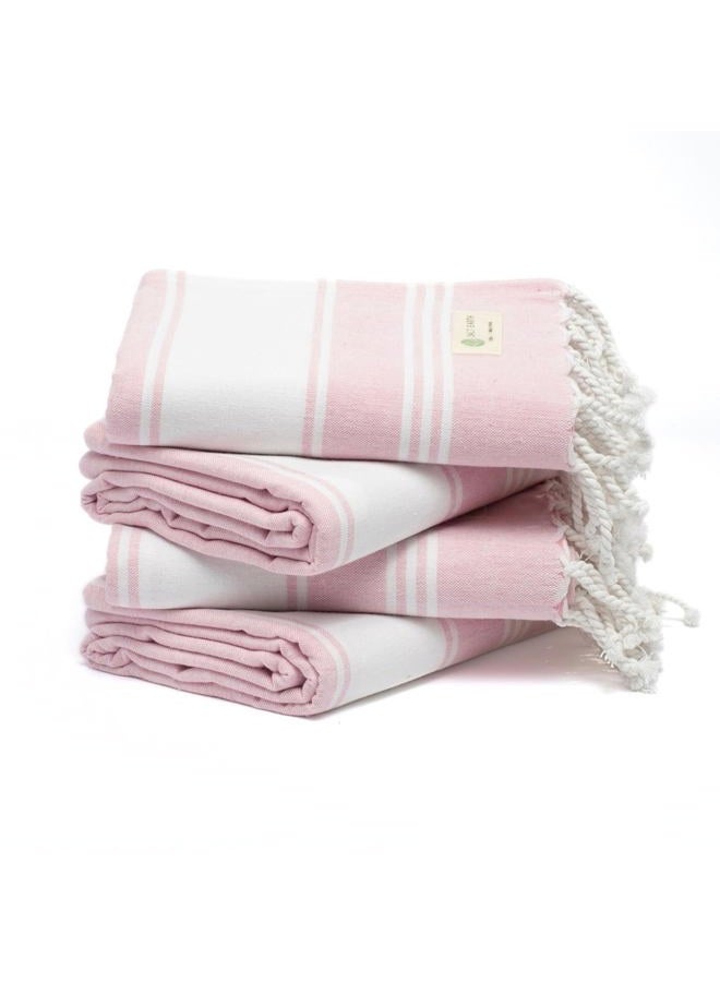 Salt Earth Cotton Turkish Beach Towel, Bath Towels Set of 4 Large, Towels for Bathroom, Beach Essentials, Gym Towels, Quick Dry Towel for Shower, Lightweight, Large Bath Towels for All (Candy Pink) - Image 1
