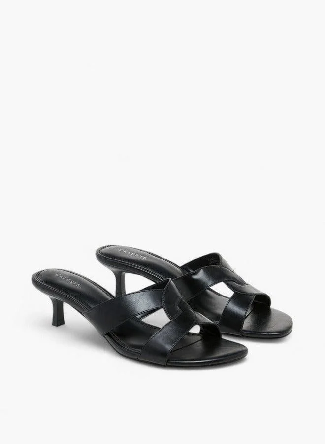 Celeste Women's Cutout Slip-On Sandals with Kitten Heels