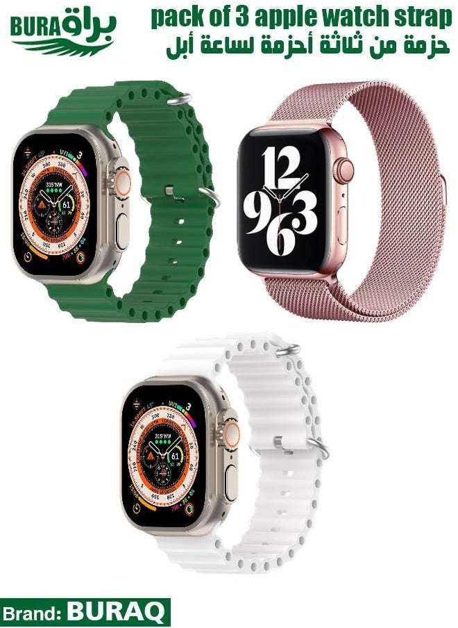 BURAQ - Apple Watch Band Strap For Apple Watch Ultra 2/Ultra 49mm, Series 10 46mm, 9/8/7 45mm, SE2/SE/6/5/4 44mm, 3/2/1 42mm - Image 1