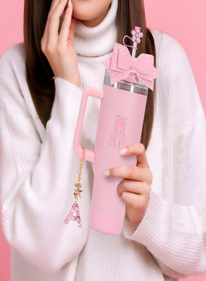 Coiris مجموعة ملحقات كأس ستانلي 8 قطع من كويريس مع حروف وأقواس وردية لكؤوس 40 أونصة و30 أونصة، ملحقات وأقواس لكؤوس التمبلر مع مجموعة ملحقات كأس ستانلي باللون الوردي الساخن (TZ0001-Pink J) - Image 4