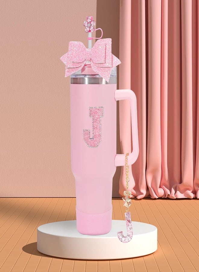 Coiris مجموعة ملحقات كأس ستانلي 8 قطع من كويريس مع حروف وأقواس وردية لكؤوس 40 أونصة و30 أونصة، ملحقات وأقواس لكؤوس التمبلر مع مجموعة ملحقات كأس ستانلي باللون الوردي الساخن (TZ0001-Pink J) - Image 5