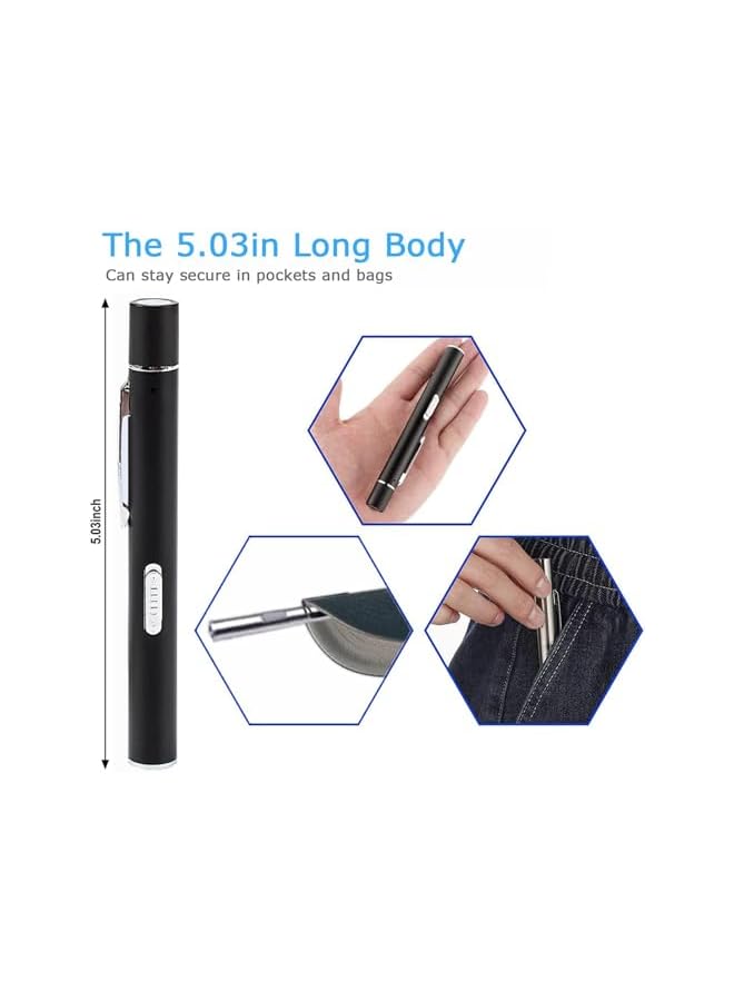 PROMASS promass Pen Torch Reusable, 2 PCS Diagnostic Medical Penlight USB Rechargeable LED Pen Ligh for Nurses Students Doctors, Mini Flashlight with 2 LED Sources, Magnetic Cap, Pocket Clip  - Image 5