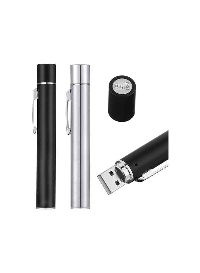PROMASS promass Pen Torch Reusable, 2 PCS Diagnostic Medical Penlight USB Rechargeable LED Pen Ligh for Nurses Students Doctors, Mini Flashlight with 2 LED Sources, Magnetic Cap, Pocket Clip  - Image 2