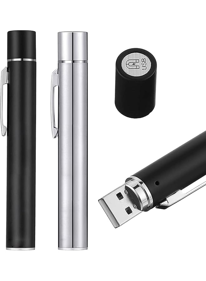 PROMASS promass Pen Torch Reusable, 2 PCS Diagnostic Medical Penlight USB Rechargeable LED Pen Ligh for Nurses Students Doctors, Mini Flashlight with 2 LED Sources, Magnetic Cap, Pocket Clip  - Image 1