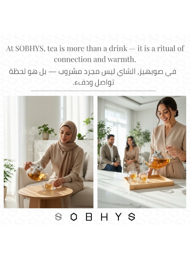 SOBHYS 600ml Glass Teapot with Stainless Steel Infuser – Heat Resistant up to 300°C – Anti-Drip Spout – Easy to Clean – Elegant European Design for Tea & Herbal Infusions - Image 5