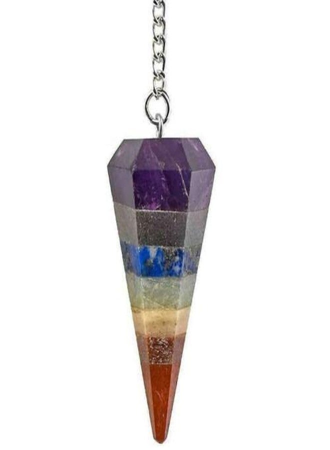 Pachamama Essentials 7 Chakra Stones Pendulum Gemstone Pendant Energy Healing Dowsing Crystal Pendulum Dowsing Pendulum with Chakra Chain and Crystal Ball for Reiki Healing and Crystal Grid Meditation - Image 1