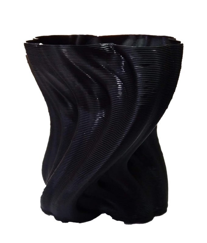 3D PRINTED FLOWER VASE 02 (BLACK PLA PLASTIC)
