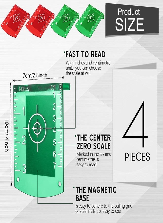TOODOO 4 Pieces Laser Targets Magnetic Floor Laser Targets Plate Laser Card with Stand for Green Laser Level Red Laser Level to Enhancing the Visibility - Image 2