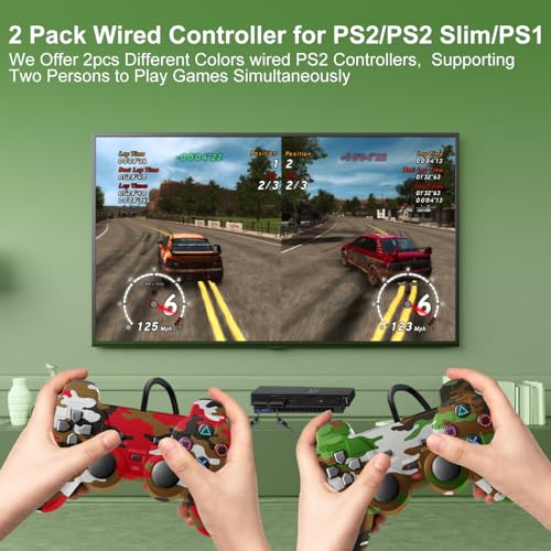 HaeBorl PS2 Controller, 2 Pack Wired Controller for PS2/PS2 Slim/PS1, Replacement Wired Controller Compatible with PS2, Dual Vibration & Stable Signal - Image 3