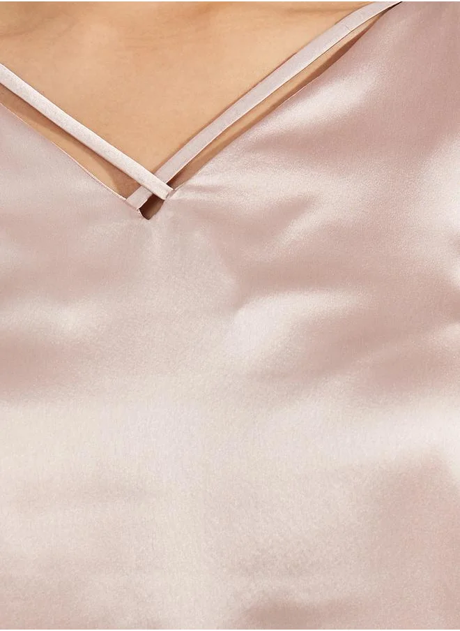 ستايلي Solid Satin Cami with Adjustable Strap
