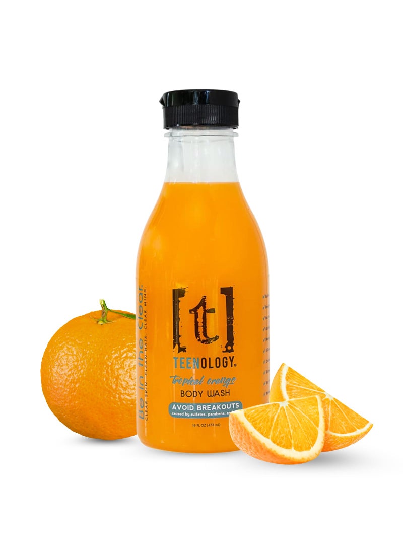 TEENOLOGY - Teenology Body Wash for Teens - Avoid Body Acne and Breakouts - Sulfate and Paraben Free, Natural Botanical Extracts (Tropical Orange) - Image 1