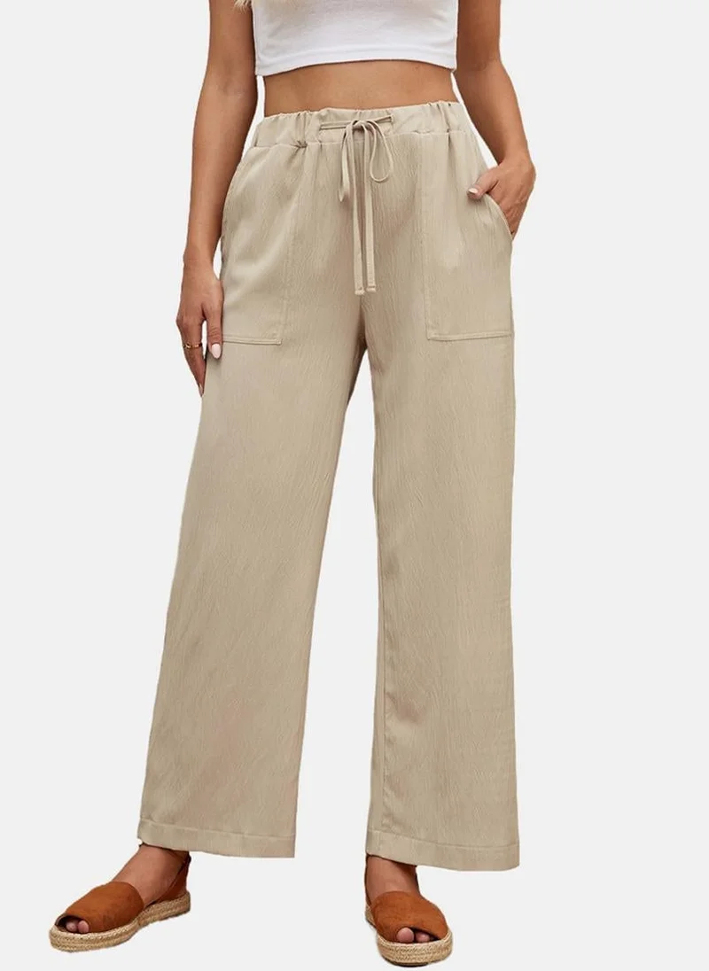 يونيكي Beige Plain Casual Trouser