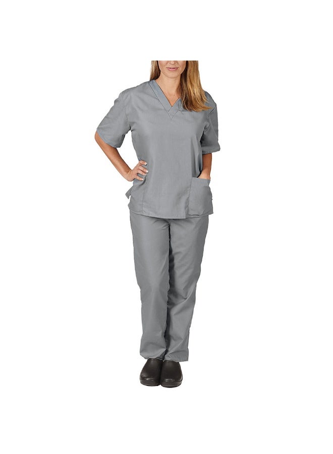 Loquat Womens Medical Scrubs Set Medical Uniform Set Gray - Image 1