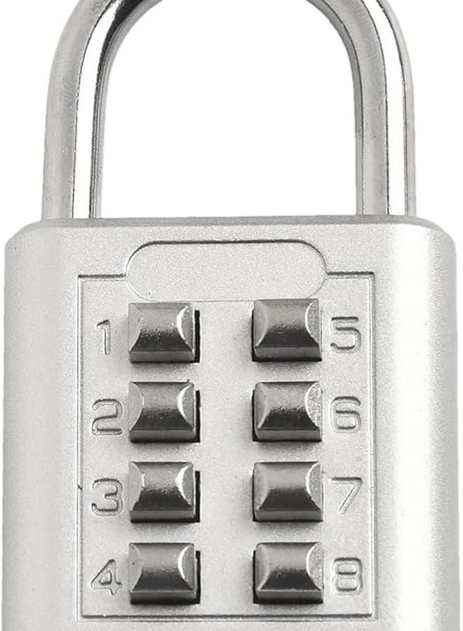 Zinc Alloy 8 Digit Combination Padlock For Suitcase Travel Bags Cabinets Tool Boxes Silver - Image 4
