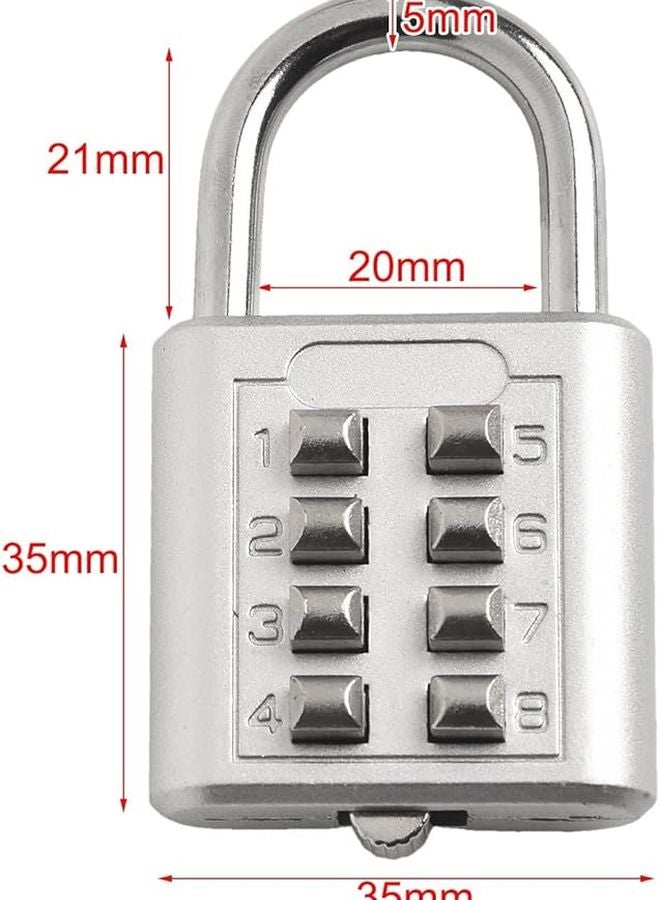 Zinc Alloy 8 Digit Combination Padlock For Suitcase Travel Bags Cabinets Tool Boxes Silver - Image 5