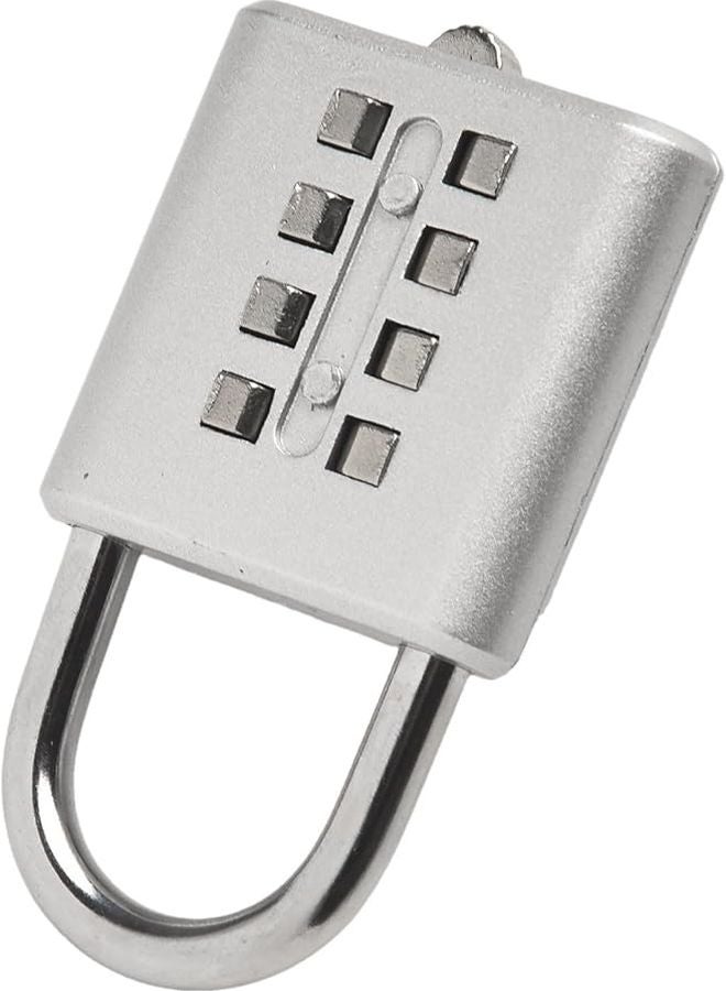 Zinc Alloy 8 Digit Combination Padlock For Suitcase Travel Bags Cabinets Tool Boxes Silver - Image 1