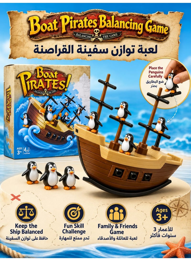 Boat Pirates Balancing Game – Penguin Pirate Ship Balance Challenge, Family & Friends Skill Game for Kids Ages 3+ - Image 1