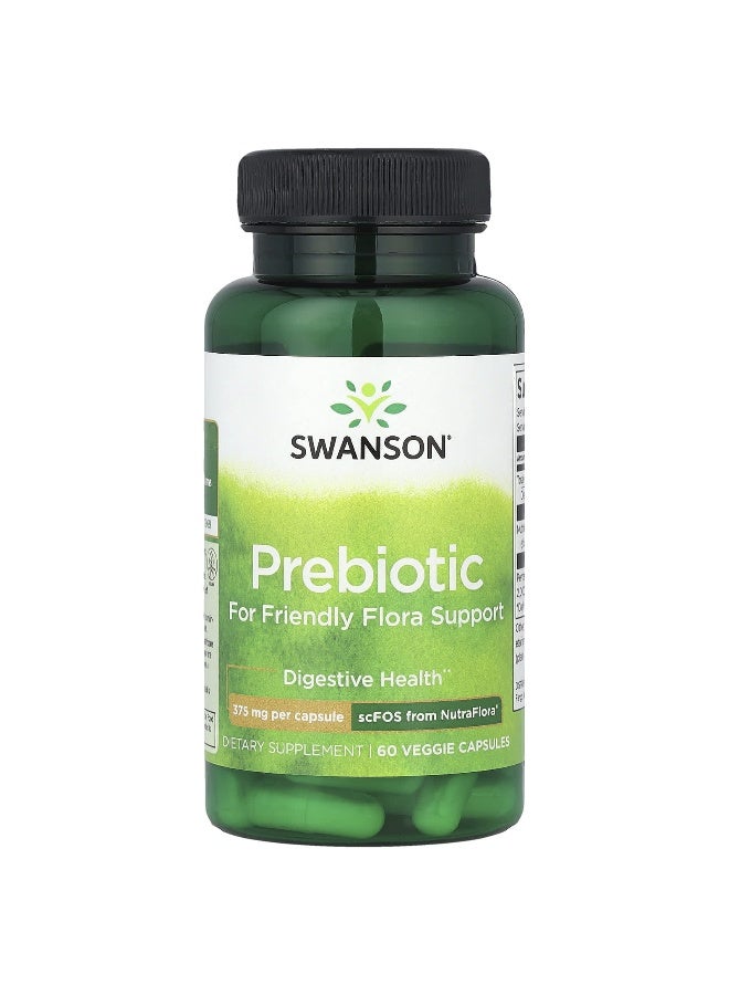 SWANSON Swanson, Prebiotic For Friendly Flora Support, 750 mg, 60 Veggie Capsules (375 mg per Capsule)  - Image 1