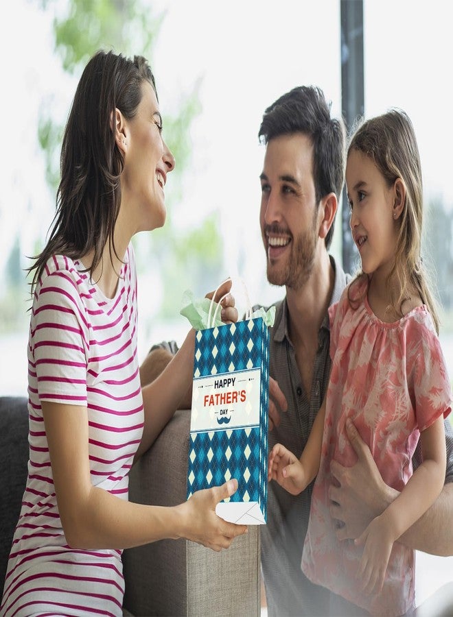 JUESMOS 12PCS Fathers Day Gift Bag 8.3" Medium Happy Father's Day Gift Bag with Handle Super Dad Paper Treat Goodie Bags Fathers Paper Bag for Dad Daddy Stepdad Fathers Day Party Decorations - Image 4