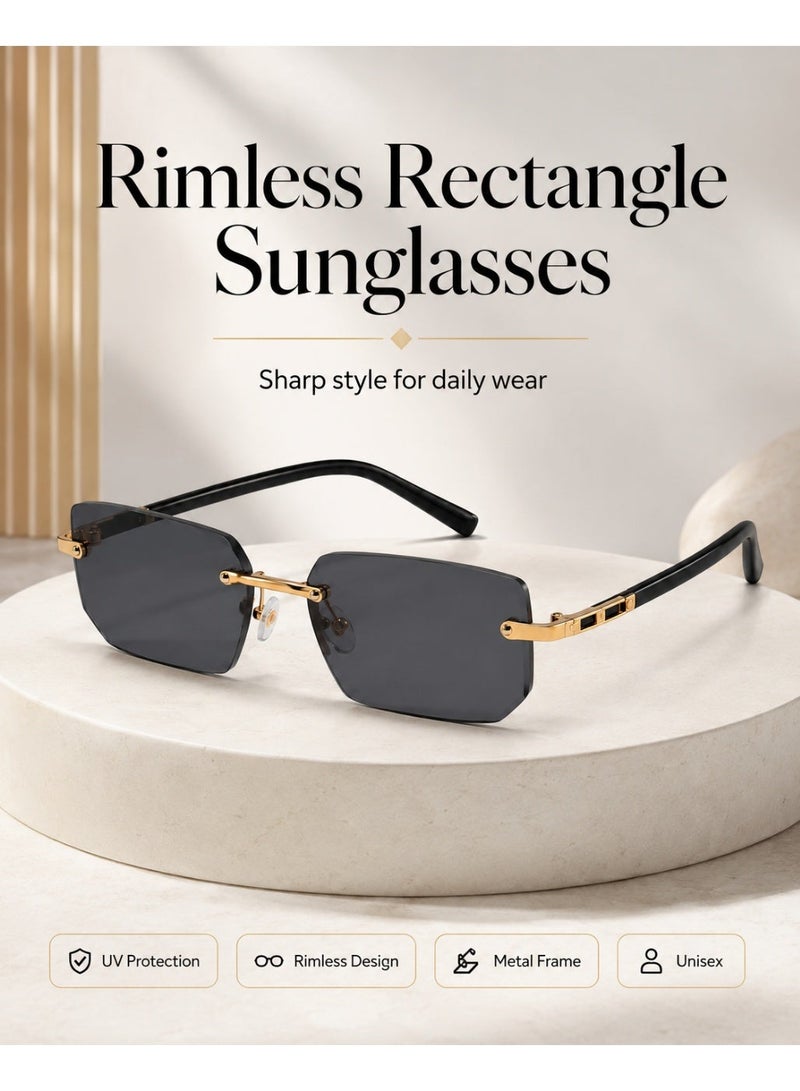 Gasin New Rimless Fashion Trend Sunglasses Personalized Sunglasses UV Protection Unisex - Image 5
