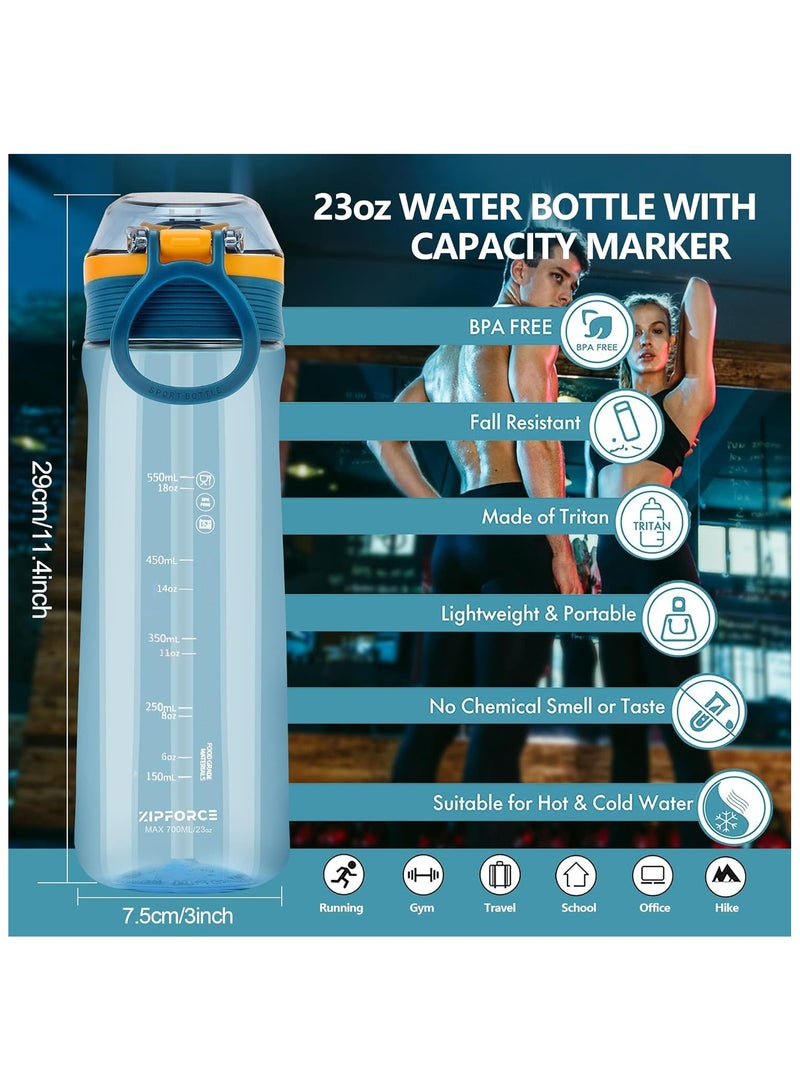 ZIPFORCE Best Sports Water Bottle - 23oz Tritain Water Bottle with Time Maker Leakproof Free Drinking water bottle BPA free for Fitness, Gym and Outdoor Sports - Image 5