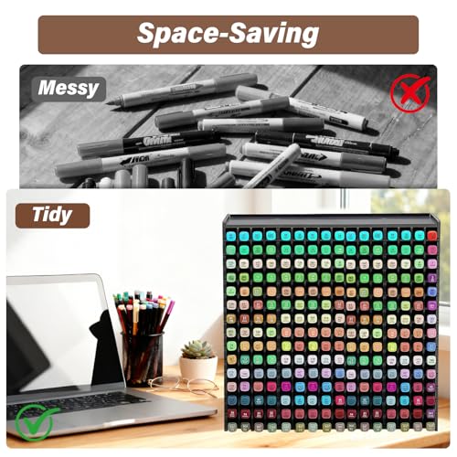 Yrangee Marker Organizer,240-Slots Marker Holder with Adjustable Divider, Desk Markers Storage Organizer for Pens Colored Pencils Art Brushes Home Office Art Room and Classroom - Image 5