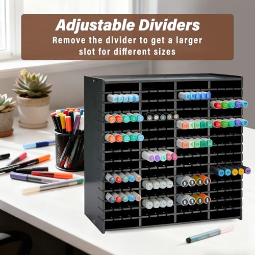Yrangee Marker Organizer,240-Slots Marker Holder with Adjustable Divider, Desk Markers Storage Organizer for Pens Colored Pencils Art Brushes Home Office Art Room and Classroom - Image 3