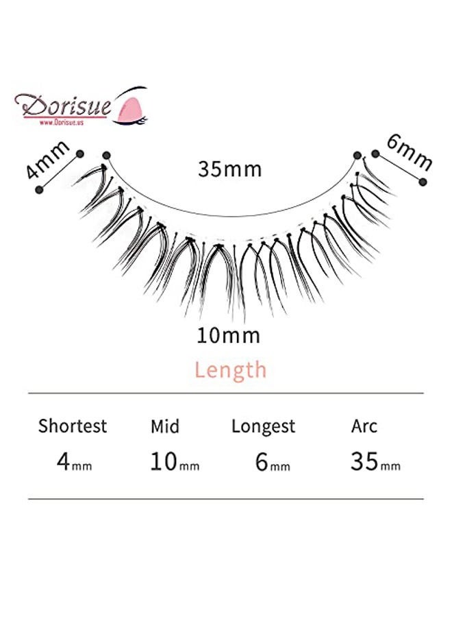 Dorisue Natural Volume False Eyelashes - Ultra Light Clear Band Lashes for Office Daily Wear, 4-10mm, 4 Pairs (E3) - Image 3