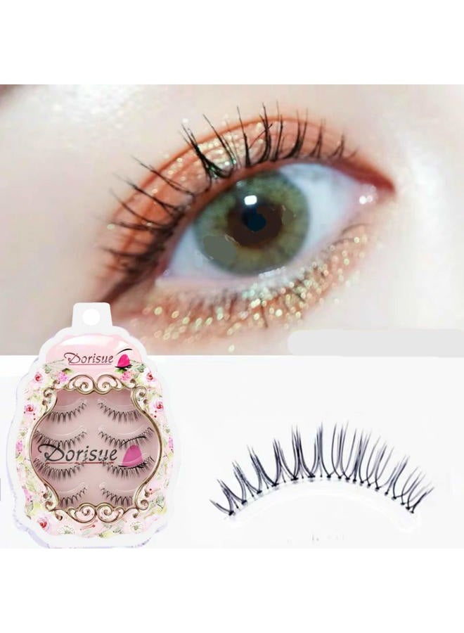 Dorisue Natural Volume False Eyelashes - Ultra Light Clear Band Lashes for Office Daily Wear, 4-10mm, 4 Pairs (E3) - Image 1