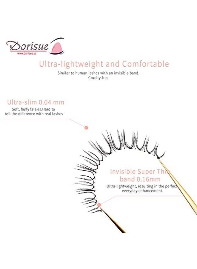 Dorisue Natural Volume False Eyelashes - Ultra Light Clear Band Lashes for Office Daily Wear, 4-10mm, 4 Pairs (E3) - Image 4