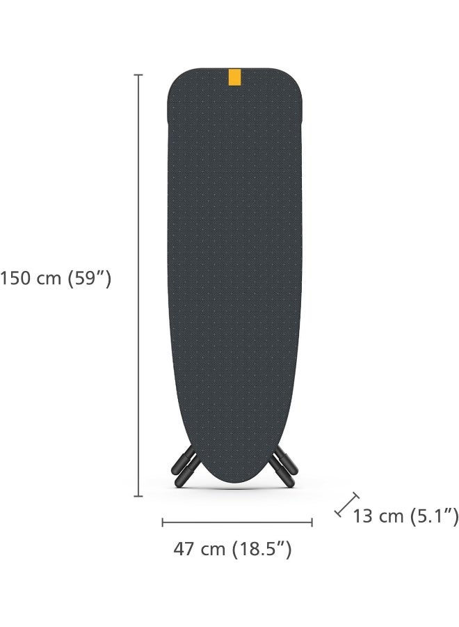 Joseph Joseph Joseph Joseph Glide Plus Large Ironing Board 135 x 45cm with Compact Adjustable Legs and Integrated Heat Resistant Steam Iron Rest, Anti-drip super absorbent Cotton cover, Black/Blue  - Image 3
