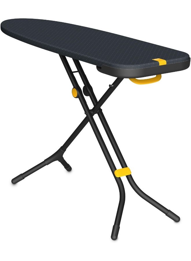Joseph Joseph Joseph Joseph Glide Plus Large Ironing Board 135 x 45cm with Compact Adjustable Legs and Integrated Heat Resistant Steam Iron Rest, Anti-drip super absorbent Cotton cover, Black/Blue  - Image 1