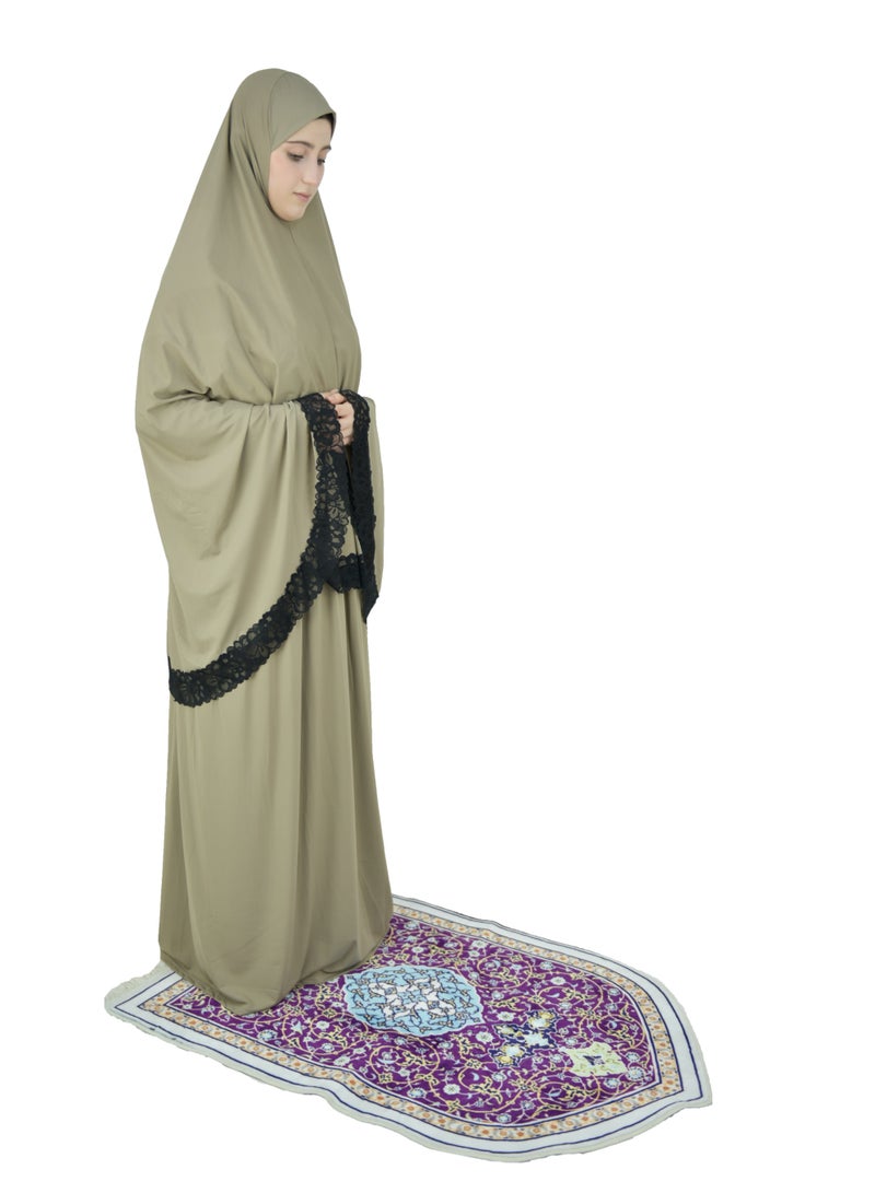 DAMAS COLLECTION Two Piece Islamic prayer dress women with Lace - Prayer Clothes for Women - Prayer Abaya For women - Jilbab 2 piece, Umrah essentials for women - Prayer set - Image 2