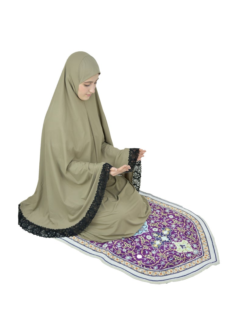 DAMAS COLLECTION Two Piece Islamic prayer dress women with Lace - Prayer Clothes for Women - Prayer Abaya For women - Jilbab 2 piece, Umrah essentials for women - Prayer set - Image 3