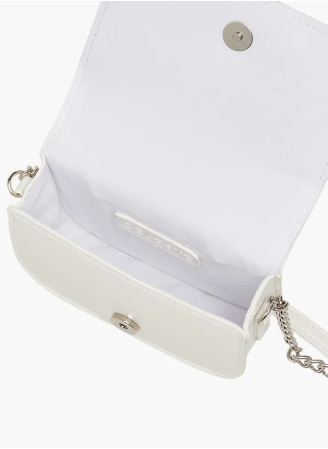 Celeste Girls Embellished Crossbody Bag with Chain Strap and Button Closure
