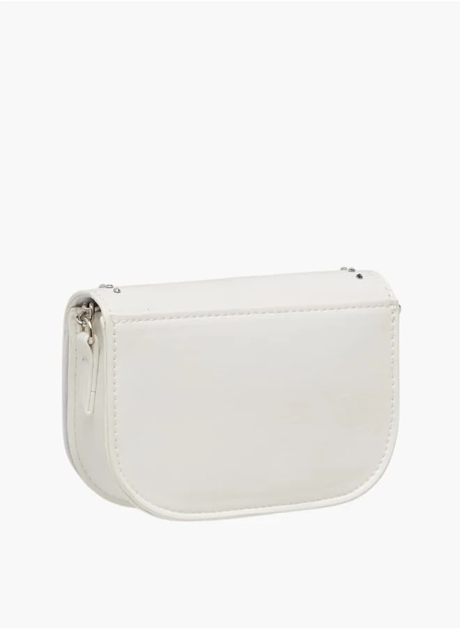 Celeste Girls Embellished Crossbody Bag with Chain Strap and Button Closure