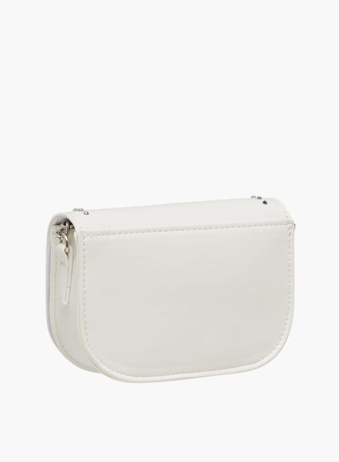 Celeste Girls Embellished Crossbody Bag with Chain Strap and Button Closure  - Image 3