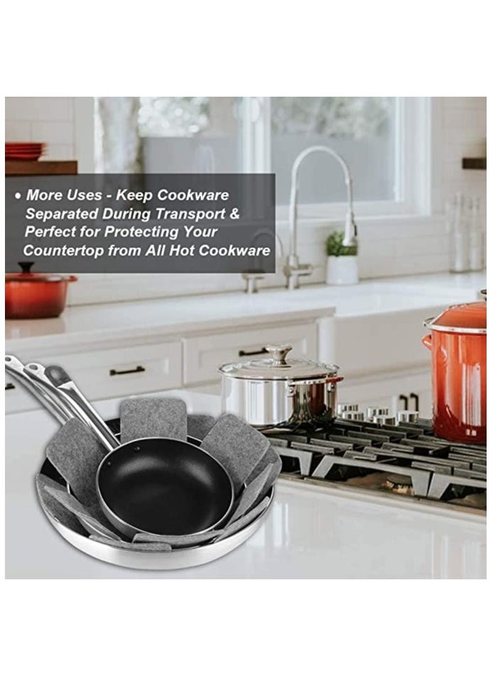 KASTWAVE - Pot and Pan Protectors 4pcs Larger Thicker Pot Dividers Pads/Stacking Pan Protectors/Pan Separators Pads for Protecting and Separating Pots and Pans Prevent Scratching Separate and Marring - Image 1