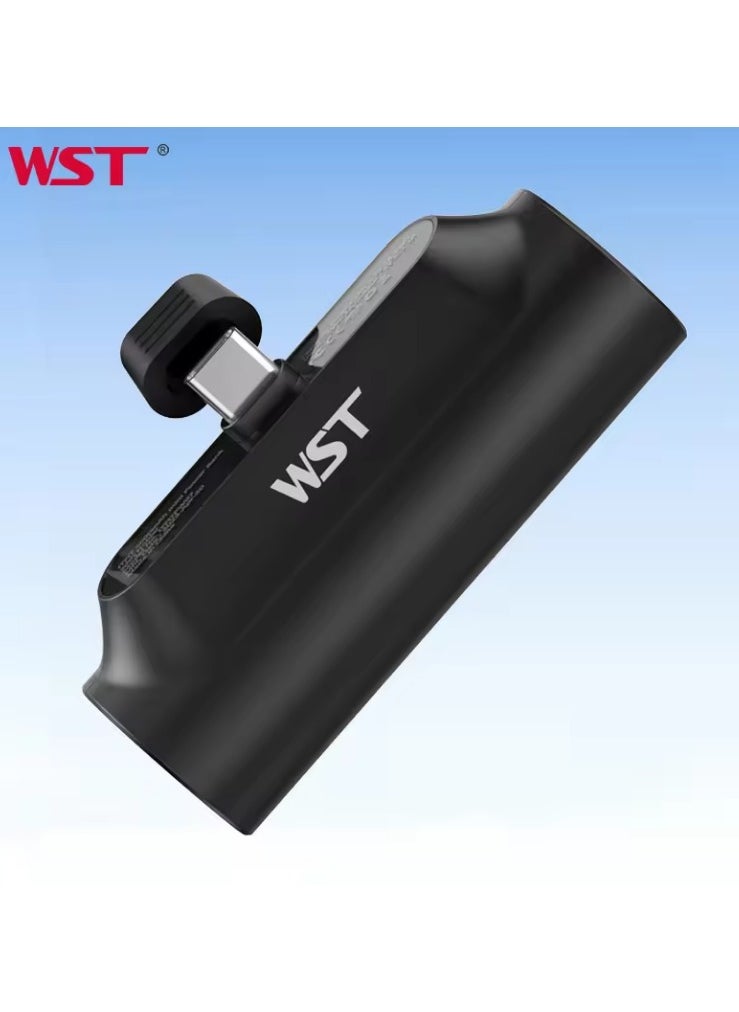 WST - WST Portable Mini Powerbank 5000mAh Quick Charge 20W PD Portable Charger Plug-in-Use Powerbank Compatible for Type-C devices (Android, iPhone 15 & 16 Series) - Black - Image 1