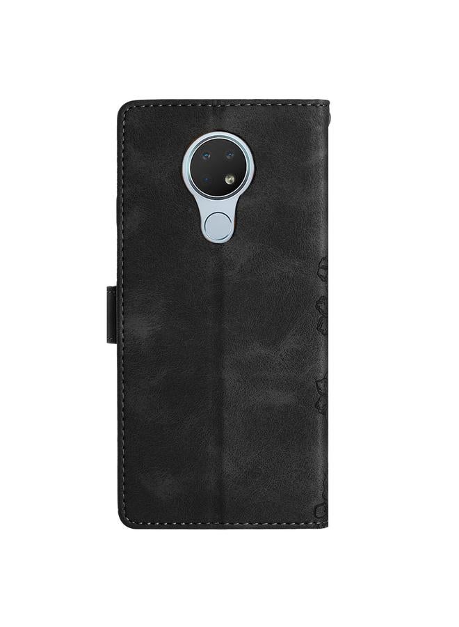 S-TOP Case For Nokia 6.2 / 7.2 Cherry Blossom Butterfly Skin Feel Embossed PU Phone Case - Image 3