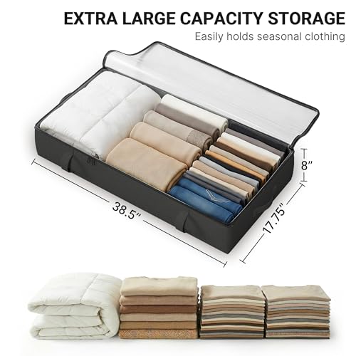 TidyCorner 2-Pack Under Bed Storage Containers, 8 Inches Tall Underbed Clothes Storage Organizer Bin with Sturdy Sidewalls/Bottom, Under the Bed Storage Bags 2 Storage Bins, Black - Image 3